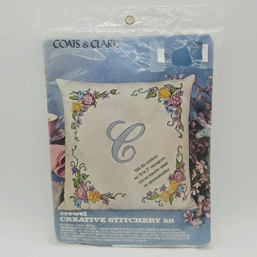 Coats & Clark Crewel Creative Stitchery Kit Flowers A-Z Iron On Transfer #5861